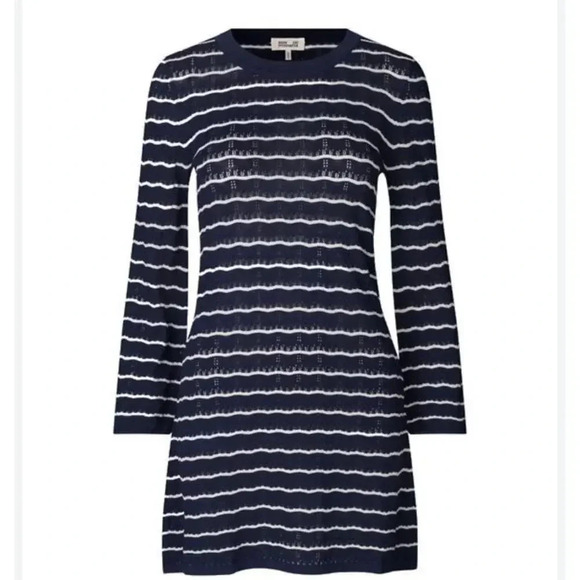 Baum und Pferdgarten Chrisanna Knit Pointelle Sweater Dress Size M Blue Striped - Picture 1 of 9